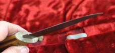 Early Stag Handled Hunting Knife 9" OAL Nickel Oval Guard No Tang Stamp Full Blade Tarnished