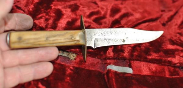 Widder Solingen Karl Piel OHG Camp Knife Stag Handles 10" OAL Used Tarnished 1950's-60's Import Widder Solingen Karl Piel OHG Camp Knife Stag Handles 10" OAL Used Tarnished 1950's-60's Import