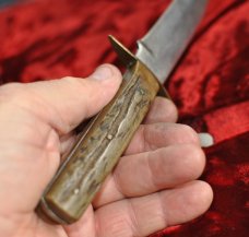 Widder Solingen Karl Piel OHG Camp Knife Stag Handles 10" OAL Used Tarnished 1950's-60's Import