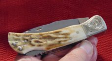 CUSTOM HAND MADE J OVER S ( JERRY THOMAS STONE LYTLE TX. ) DOUBLE LOCKBACK FILE WORK GENUINE STAG