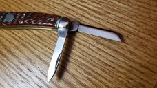 Great Eastern Cutlery Burnt Orange Jigged Bone Splitback Whittler GEC #380321 New in Tube Mint Cond.