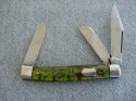 Antique(ca. 1917) ENDERES, Albert Lea, Minnesota, Gold/Green Metal Flake Handles, Stockman's Folder