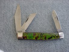 Antique(ca. 1917) ENDERES, Albert Lea, Minnesota, Gold/Green Metal Flake Handles, Stockman's Folder