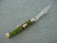 Antique(ca. 1917) ENDERES, Albert Lea, Minnesota, Gold/Green Metal Flake Handles, Stockman's Folder