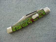 Antique(ca. 1917) ENDERES, Albert Lea, Minnesota, Gold/Green Metal Flake Handles, Stockman's Folder
