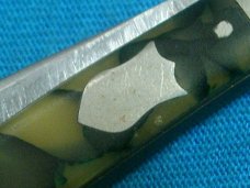 VINTAGE CUTINO CO KANSAS CY PEANUT FANCY GREEN CRACKED ICE FOLDING POCKET PEN JACK KNIFE KNIVES OLD