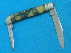 VINTAGE CUTINO CO KANSAS CY PEANUT FANCY GREEN CRACKED ICE FOLDING POCKET PEN JACK KNIFE KNIVES OLD