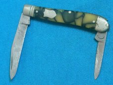 VINTAGE CUTINO CO KANSAS CY PEANUT FANCY GREEN CRACKED ICE FOLDING POCKET PEN JACK KNIFE KNIVES OLD
