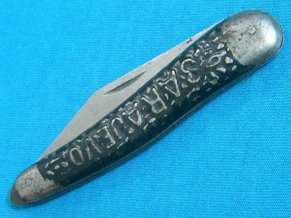 VINTAGE SARAJEVO METAL BLACK HUNTING SKINNING FOLDING JACK POCKET KNIFE KNIVES OLD VINTAGE SARAJEVO METAL BLACK HUNTING SKINNING FOLDING JACK POCKET KNIFE KNIVES OLD