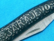 VINTAGE SARAJEVO METAL BLACK HUNTING SKINNING FOLDING JACK POCKET KNIFE KNIVES OLD
