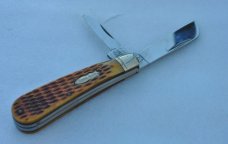Rough Rider 2 Blade Hawk Jigged Honey Bone Mint 3 7/8" Closed Mirror Polish  Bomb Shield