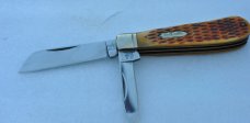 Rough Rider 2 Blade Hawk Jigged Honey Bone Mint 3 7/8" Closed Mirror Polish  Bomb Shield