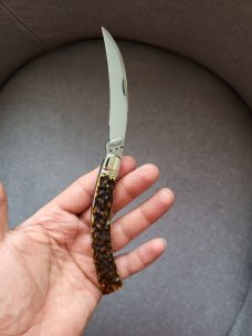 4" Custom Made Curved Knife, Premium Stag Handle, Rare Pattern