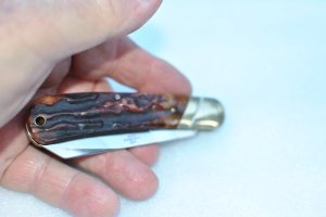 Rough Rider 1 Blade Cotton Sampler Gnarly Honey Handle Mint 4" Closed Mirror Polish Slant Bolster