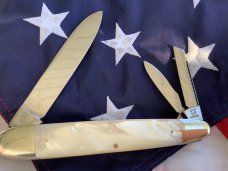*PROTOTYPE *2000 Bulldog Brand Anno Domini Angelo Saxon Whittler w Fiery Mother of Pearl Handles