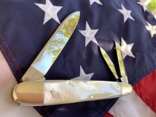 *PROTOTYPE *2000 Bulldog Brand Anno Domini Angelo Saxon Whittler w Fiery Mother of Pearl Handles