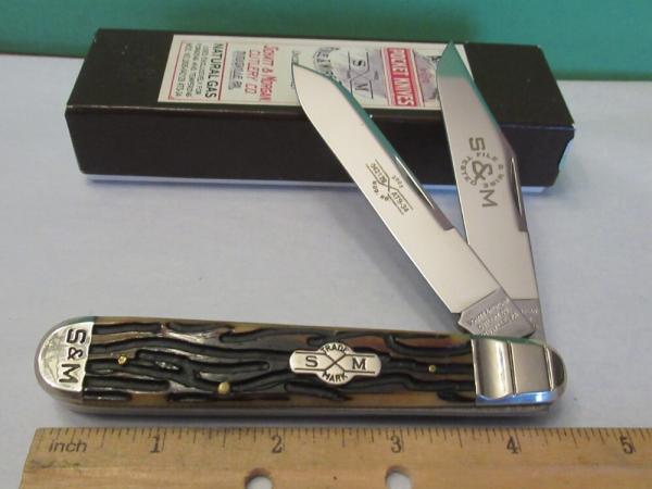 Schatt & Morgan 2005 Worm Groove Amber Bone File & Wire English Jack Pattern # 042129  ATS-34 Steel