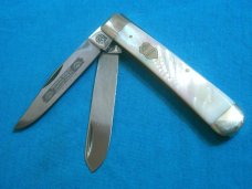 MIB CARL SCHLEIPER SOLINGEN GERMANY EYE BRAND JSSP MOTHER PEARL TRAPPER FOLDING POCKET KNIFE KNIVES