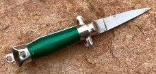 Bambi Miniature Switchblade Keychain Knife, Made By Farfalli In Italy, Green Handle 
