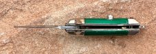 Bambi Miniature Switchblade Keychain Knife, Made By Farfalli In Italy, Green Handle 