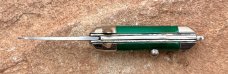 Bambi Miniature Switchblade Keychain Knife, Made By Farfalli In Italy, Green Handle 