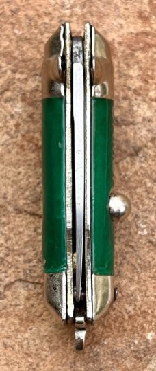 Bambi Miniature Switchblade Keychain Knife, Made By Farfalli In Italy, Green Handle 
