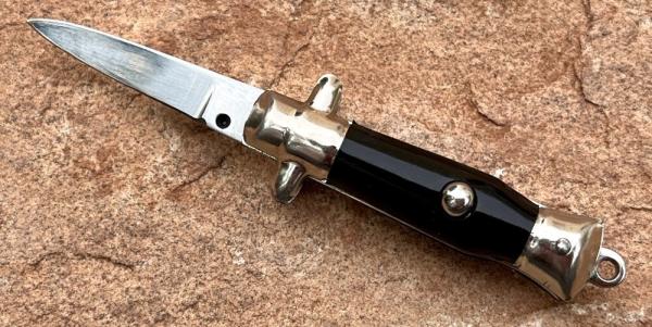 Bambi Miniature Switchblade Keychain Knife, Made By Farfalli In Italy, Black Handle Bambi Miniature Switchblade Keychain Knife, Made By Farfalli In Italy, Black Handle