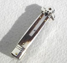 NEW AKC ITALIAN LEVERLETTO 8" GENUINE STAG WITH NEW MODIFIED BAYONET BLADE NICKEL SILVER BOLSTERS 