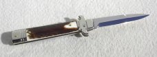 NEW AKC ITALIAN LEVERLETTO 8" GENUINE STAG WITH NEW MODIFIED BAYONET BLADE NICKEL SILVER BOLSTERS 