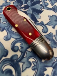 Great Eastern Cutlery #252123 Beerlow Knife with Red Sawcut Bone scales