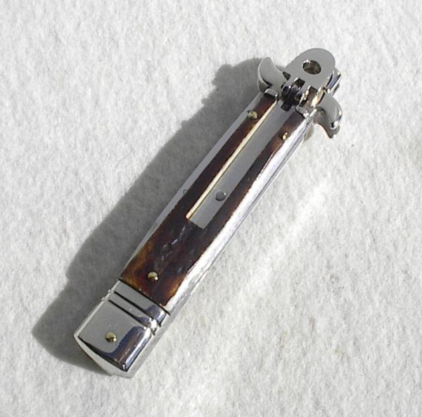 NEW AKC ITALIAN LEVERLETTO 8" GENUINE STAG WITH NEW MODIFIED BAYONET BLADE NICKEL SILVER BOLSTERS 