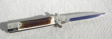 NEW AKC ITALIAN LEVERLETTO 8" GENUINE STAG WITH NEW MODIFIED BAYONET BLADE NICKEL SILVER BOLSTERS 