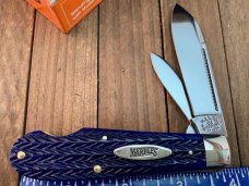 Marbles by Dave Shirley Easy Open Jack Italian Jigged Dark Blue Bone, Drop Dead Gorgeous!