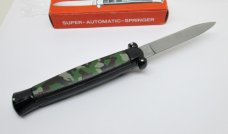 Vintage NOS OTF SUPER AUTOMATIC SPRINGER Knife Nato Military Camo w/Box