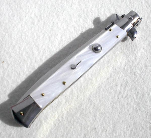 NEW 11" FRANK BELTRAME DAGGER BLADE ACRYLIC WHITE PEARL ITALIAN STILETTO