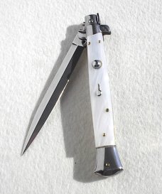 NEW 11" FRANK BELTRAME DAGGER BLADE ACRYLIC WHITE PEARL ITALIAN STILETTO