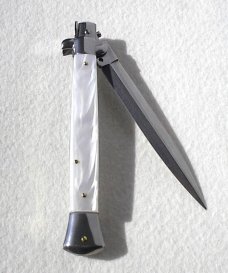 NEW 11" FRANK BELTRAME DAGGER BLADE ACRYLIC WHITE PEARL ITALIAN STILETTO