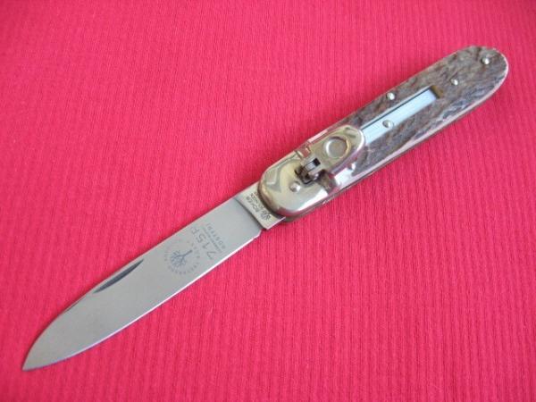 Vintage German BOKER 715R Stag Leverlock Switchblade Knife
