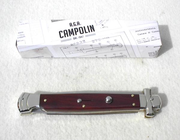 NOS A.G.A. CAMPOLIN 11" MALTESE DARK SANTOS MAHOGANY WOOD NICKEL SILVER BOLSTERS, BOX