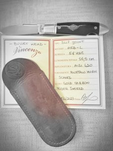 Vincenzo Balistreri Buffalo Horn Bullet Head Easy Open.3.75"...Flutedl..AEB-L..filework...coa..slip.