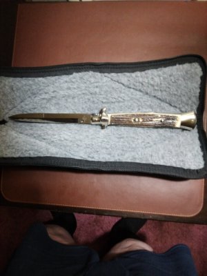 AGA CAMPOLIN 15" SWITCHBLADE 1990's stag swivel bolster"super clean"