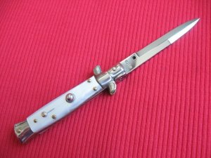 Oreste Dibon Italian 16cm. Cracked Ice STILETTO Switchblade Knife - New Old Stock