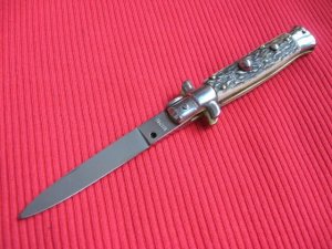 Oreste Dibon Italian 16cm. Stag STILETTO Switchblade Knife - New Old Stock