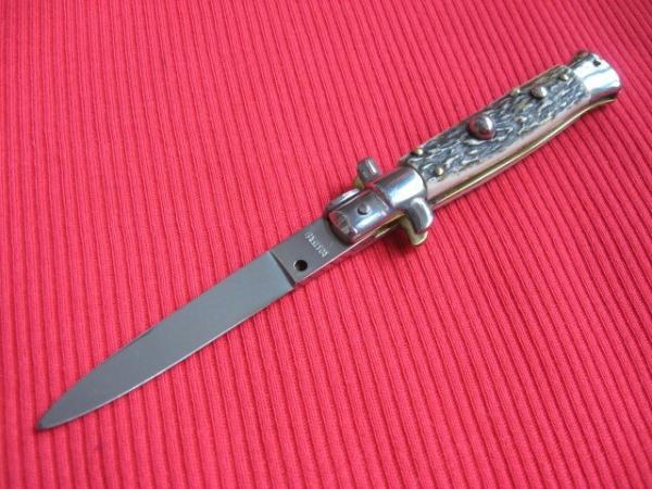Oreste Dibon Italian 16cm. Stag STILETTO Switchblade Knife - New Old Stock
