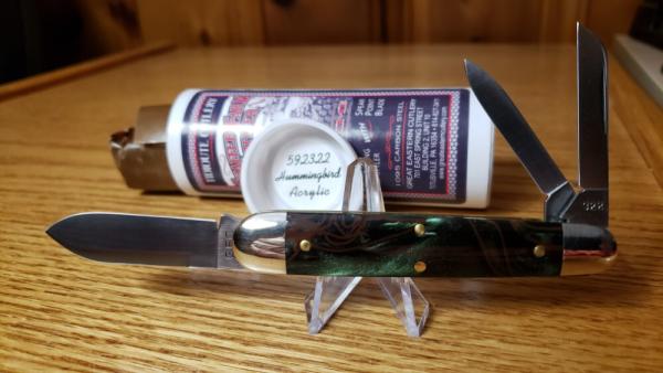 Great Eastern Cutlery 592322 Shaffer Farm Splitback Whittler, Hummingbird Acrylic, NEW/MINT in Tube.