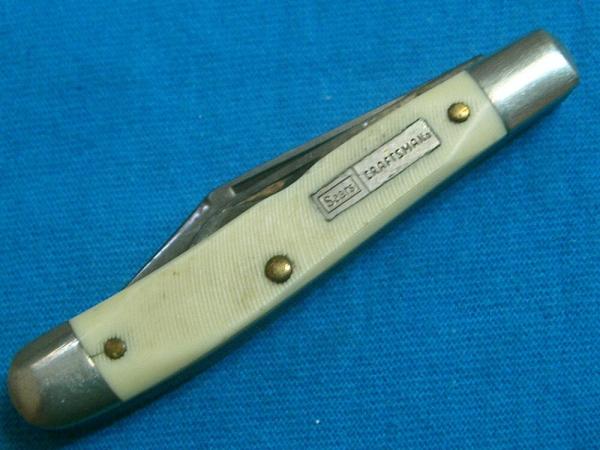 VINTAGE SEARS CRAFTSMAN USA 95041 TRAPPER FOLDING POCKET KNIFE KNIVES OLD SMALL