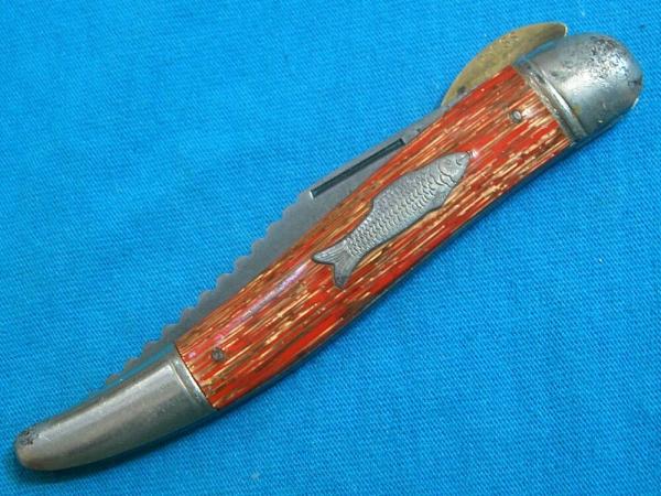 VINTAGE IMPERIAL PROV USA LOCKBACK FOLDING POCKET TEXAS TOOTHPICK TICKLER FISH KNIFE KNIVES OLD RED