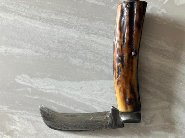 OLD 1800's SHEFFIELD LONG CO. STAG FLAT IRON BUTT