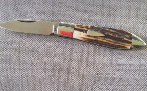 Mike Rothman Teardrop Spear. Stag Scales..Cpm154...3.5 closed..polished..Fileworked..Coa and pouch