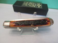 Queen Amber Carver'd Stag Bone Trapper D-2 Steel Pattern # 19  